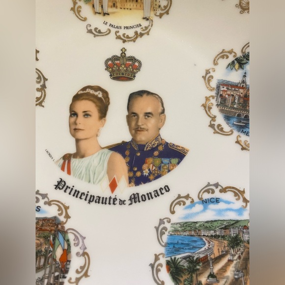 Vintage Princess Grace Kelly and Prince Rainier of Monaco Souvenir Plate Limoges - Picture 8 of 8